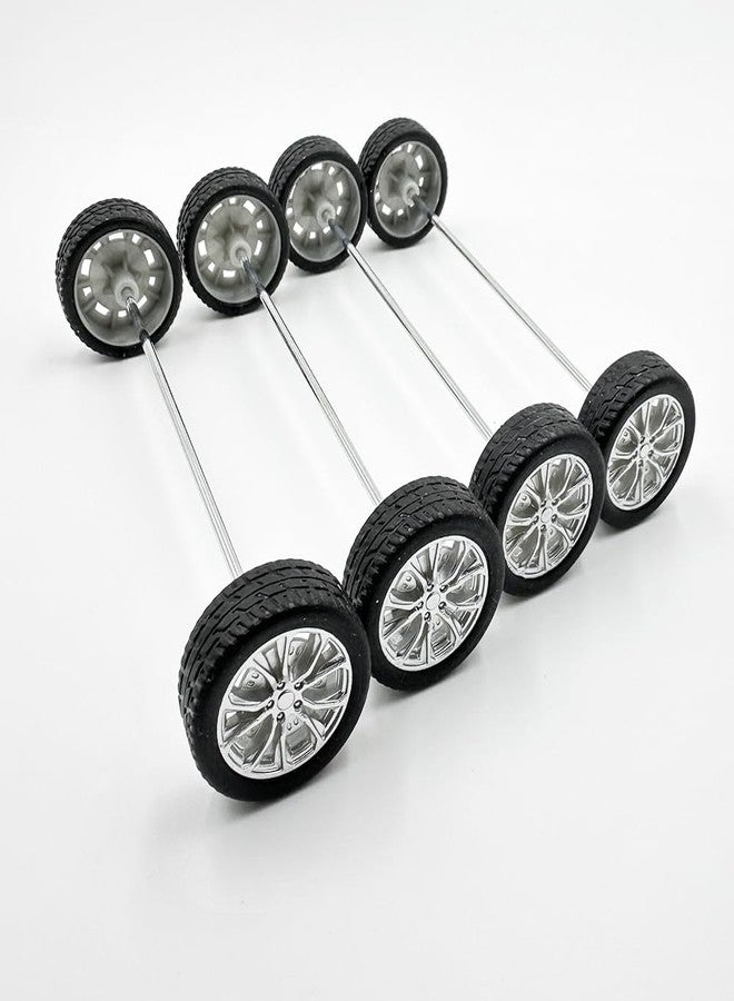 URIMPAVIDO 10PCS Small Toy Car Wheels Model Car Rubber Tire Wheels with 5PCS Shaft Round Axles for for DIY Model Toy RC Car Truck Robot Wheel Replacement Accessories (2x26mm) - Image 2